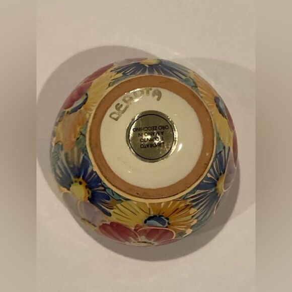 Beautiful ‘Lavorato E Dipinto A Mano’ Hand Painted in Gold Floral Italian Vase - Picture 3 of 9